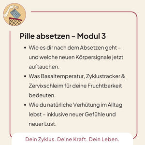 16.03.2026 Pille absetzen 3-monatige-Onlinebegleitung Kurs Ladyplanet