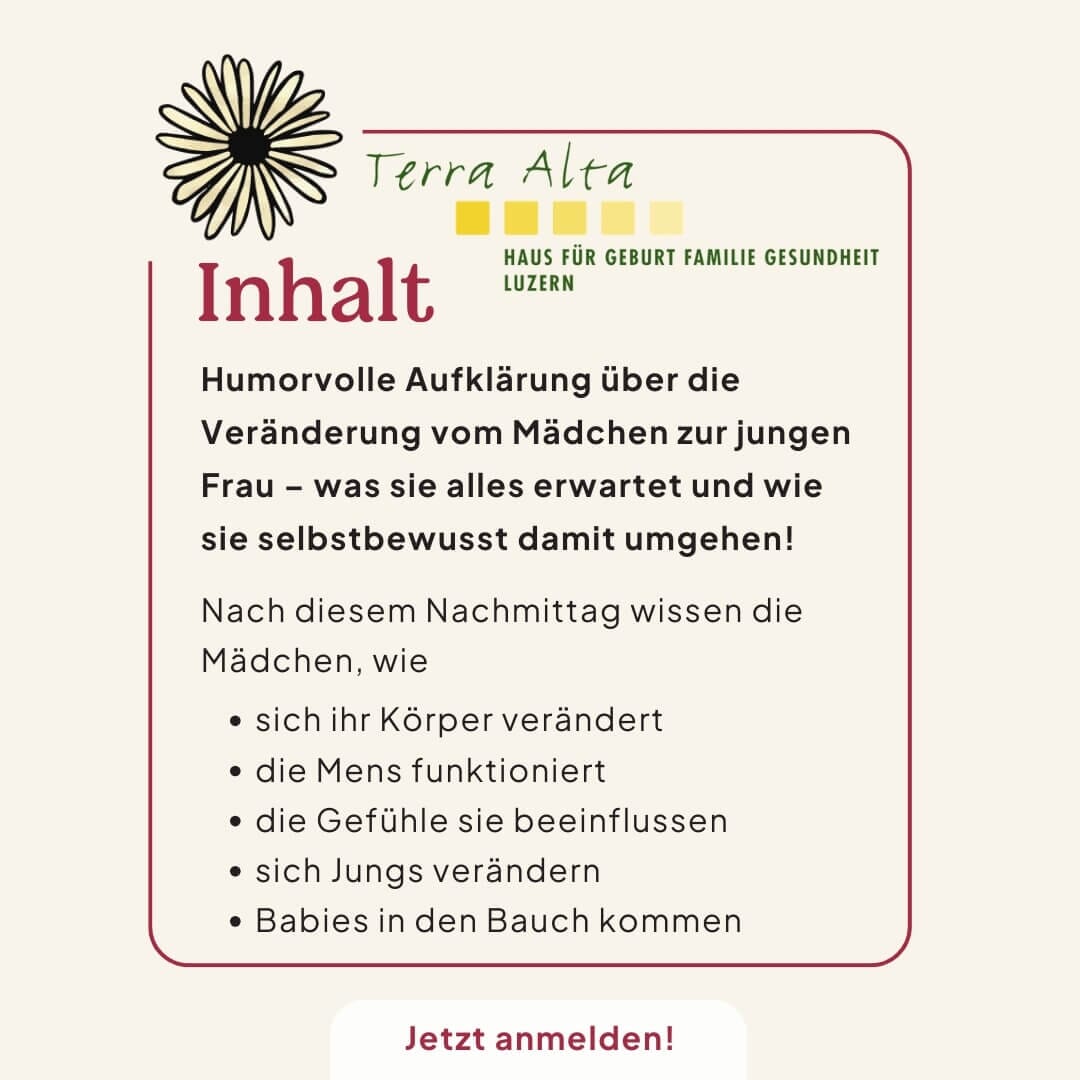 22.04.2026 Aufklärung Mädchen (10-12), Luzern Kurs Ladyplanet